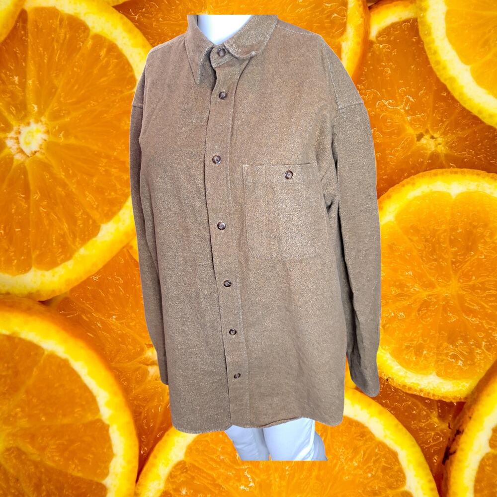 Cabela's Men's Brown Cotton Deerskin Soft Chamois Button-Up Shirt Size M